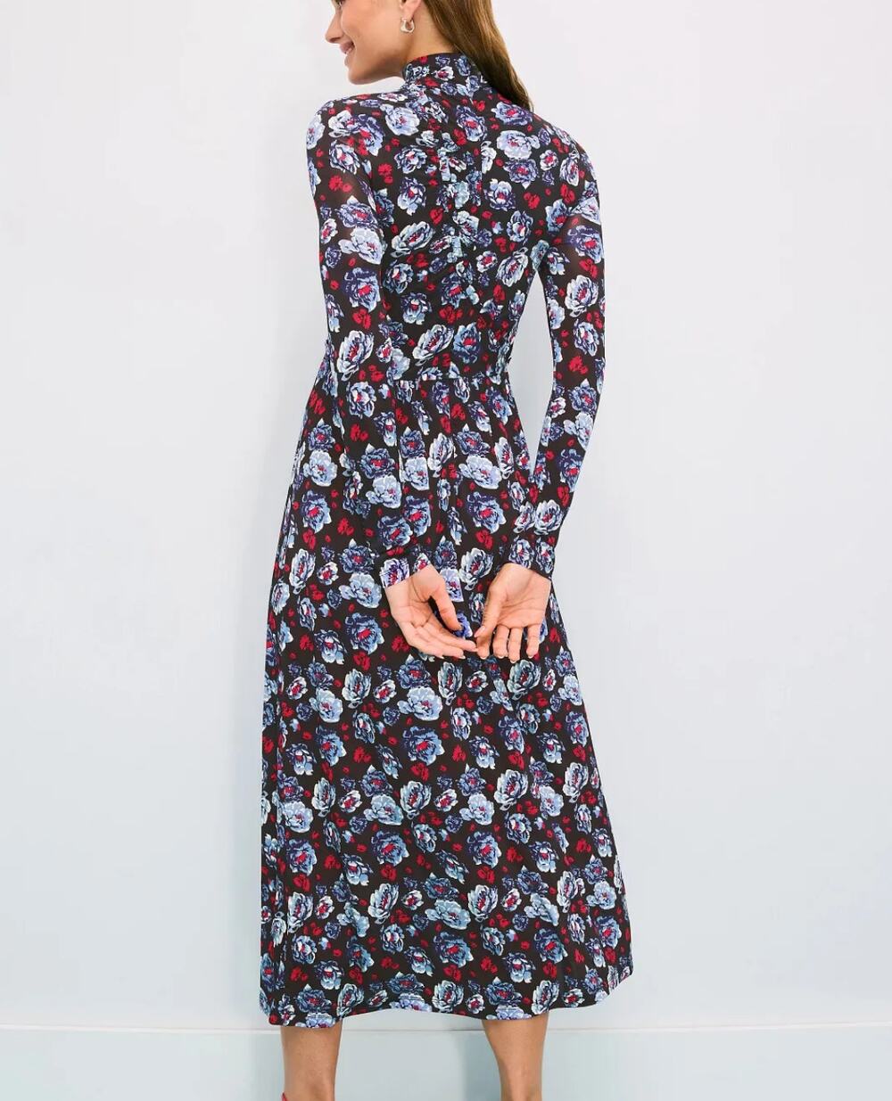 Hofmann Copenhagen Floral Jersey Midi Dress SIZE 12 Long Sleeve Designer $315